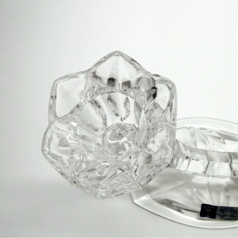 Vintage Crystal Clear Signatures Lead Crystal Floral Dual Candlestick